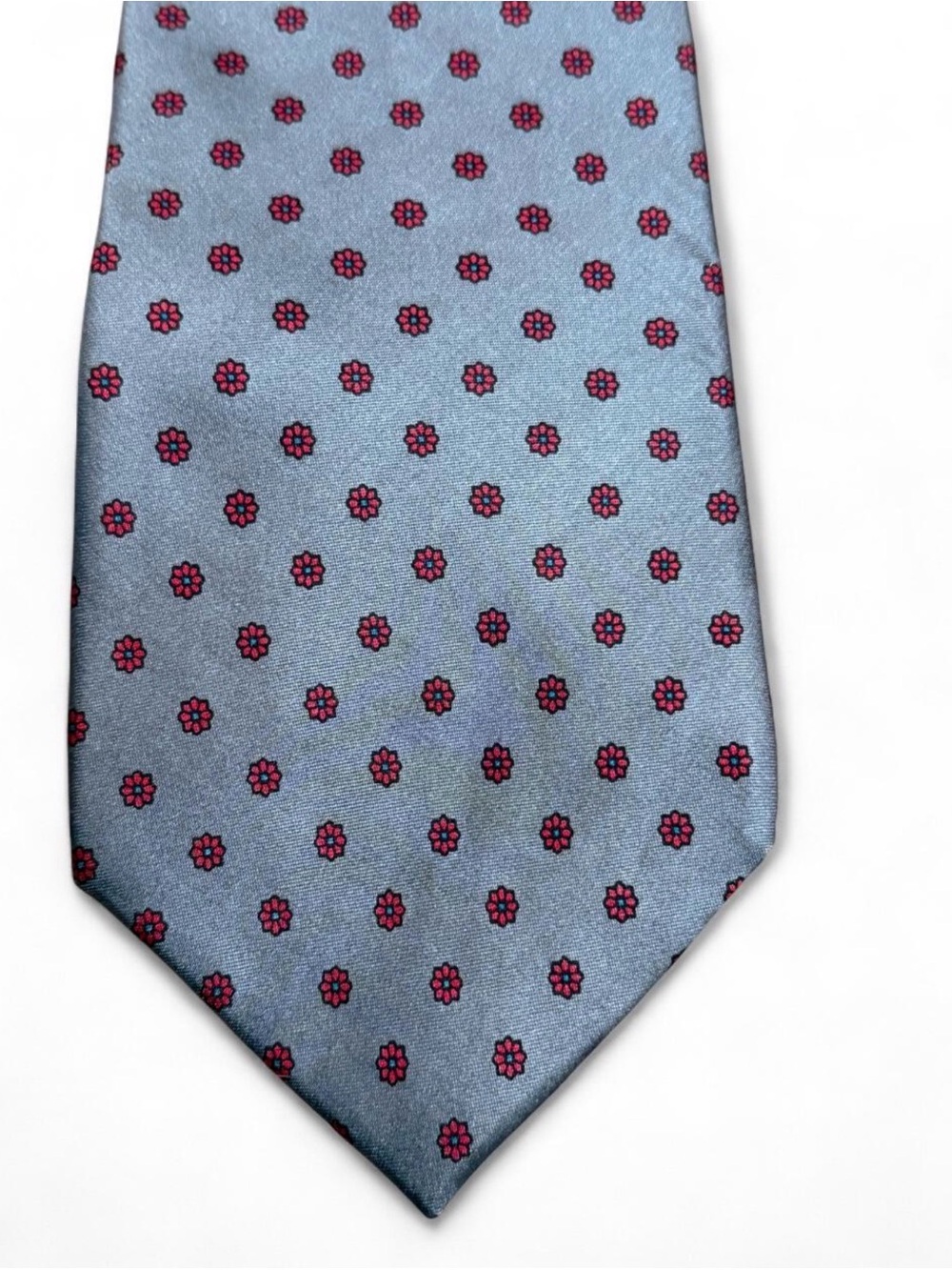 Stafford Light Blue Tie with Pink Floral Medallions